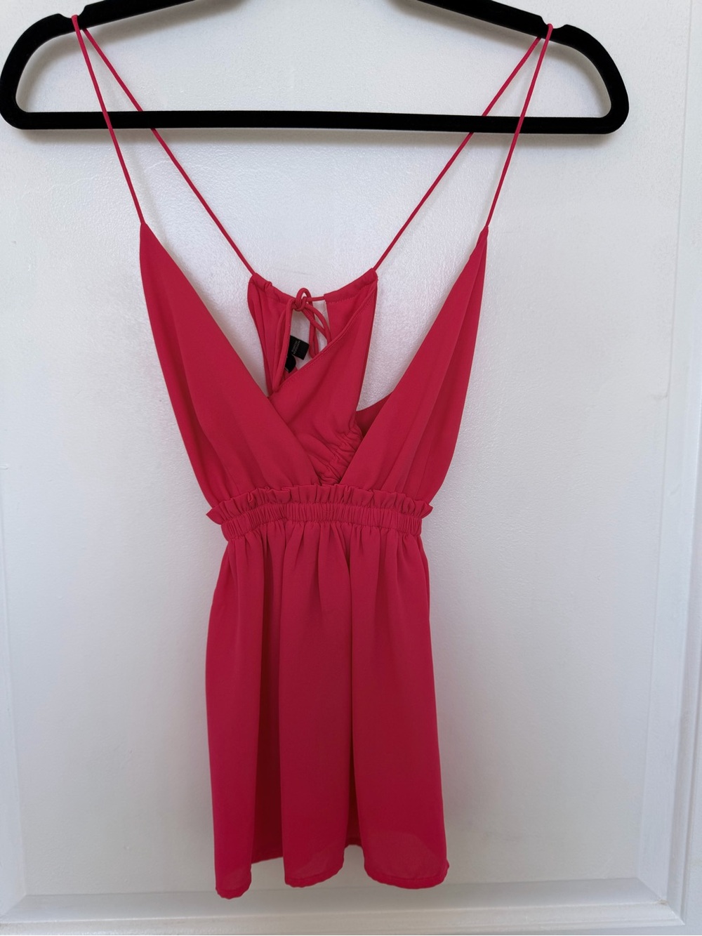 Express Fuchsia Pink Plunge Open Back Strappy Top S